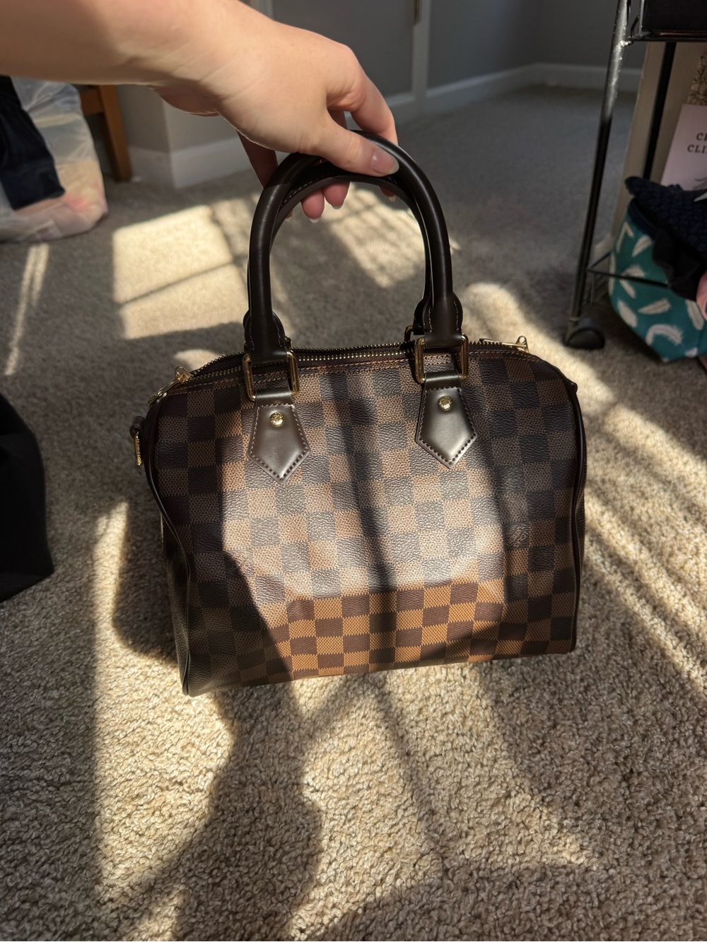 Louis Vuitton Brown Damier Ebene Top-Handle Bag